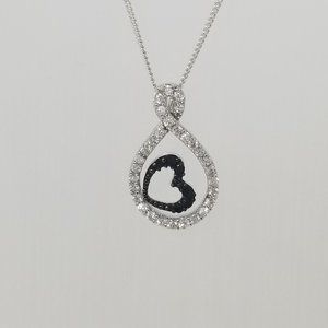 Necklace Sterling Silver 925 Infinity Black Heart